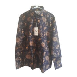 American Breed Casual Wear Mens XXL Navy  Gold  Stop Watch Chains Longe Sleeves